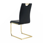 Dining Living Room Chairs Upholstered Chair with gold Metal Legs Design Set of 2