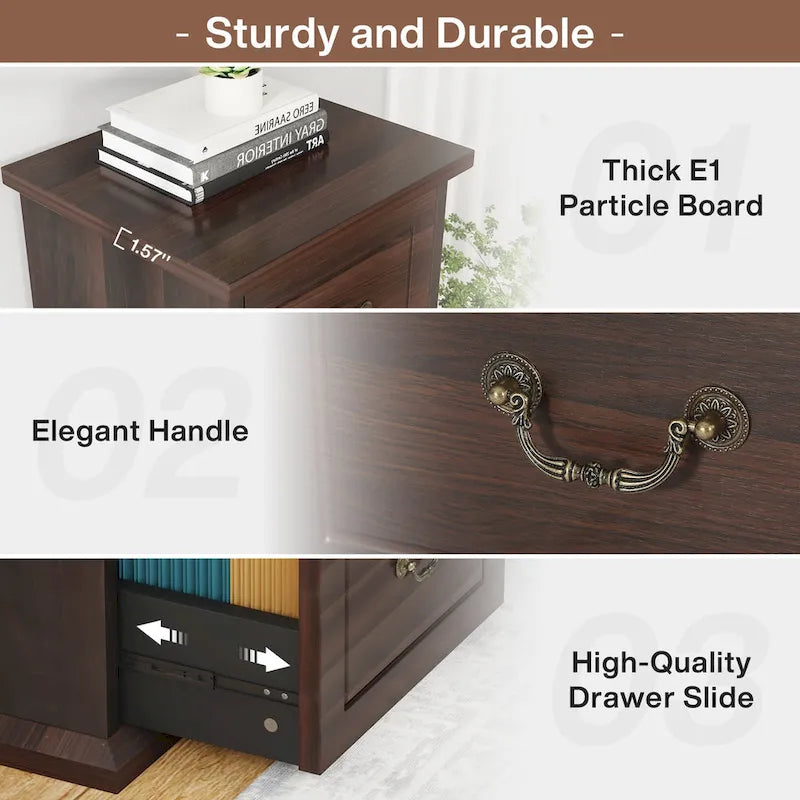 51-Inch Tall 4-Drawer File Cabinet, Wood Vertical Filing Cabinet for A4 /Letter Size