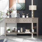 Cusp Barn Rustic Entryway Console Table, 60 Long Sofa Table with two Different Size Drawers and Bottom Shelf for Storage