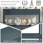 Cusp Barn Rustic Entryway Console Table, 60 Long Sofa Table with two Different Size Drawers and Bottom Shelf for Storage