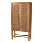 Mobile alto Sibu in rattan naturale e legno di teak in stile bohémien