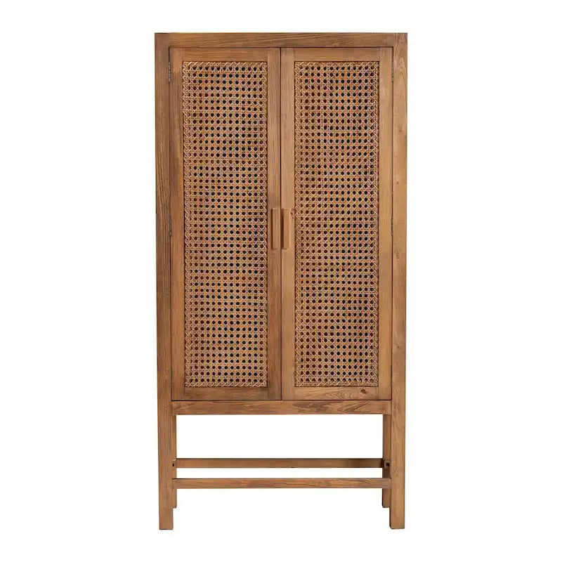 Mobile alto Sibu in rattan naturale e legno di teak in stile bohémien