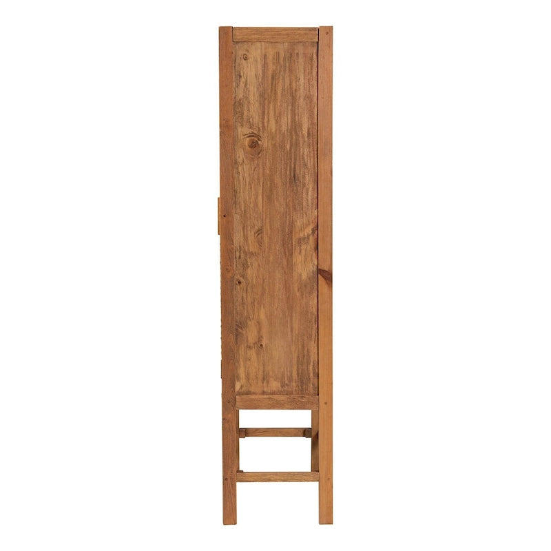 Mobile alto Sibu in rattan naturale e legno di teak in stile bohémien