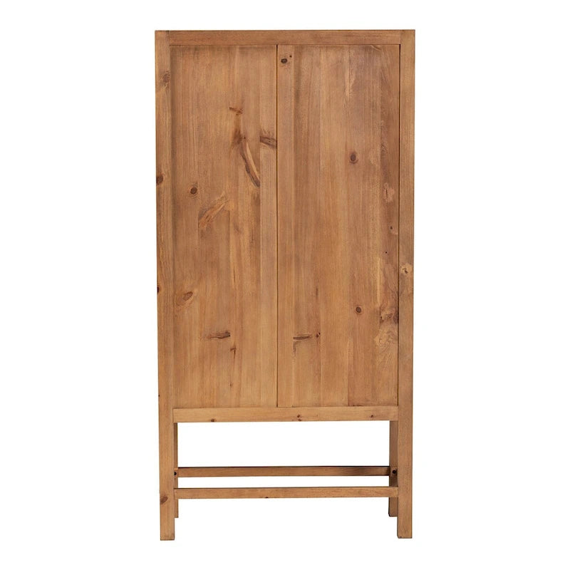 Mobile alto Sibu in rattan naturale e legno di teak in stile bohémien