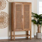 Mobile alto Sibu in rattan naturale e legno di teak in stile bohémien