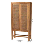 Mobile alto Sibu in rattan naturale e legno di teak in stile bohémien