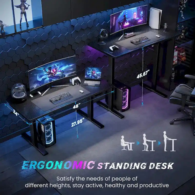 SIAGO 48 x 24 Inch Computer Desk Height Adjustable Electric Sit Stand Up Desk
