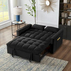 4-in-1 Pull-Out Sleeper Sofa Bed - Loveseat in Velvet -Convertible Couch Bed with Reclining Backrest,2 Side Pockets