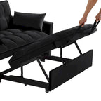 4-in-1 Pull-Out Sleeper Sofa Bed - Loveseat in Velvet -Convertible Couch Bed with Reclining Backrest,2 Side Pockets