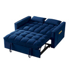 4-in-1 Pull-Out Sleeper Sofa Bed - Loveseat in Velvet -Convertible Couch Bed with Reclining Backrest,2 Side Pockets