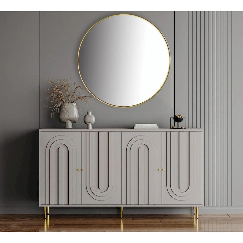 Modern Lacquered 4-Door Wooden Sideboard Buffet Server Cabinet