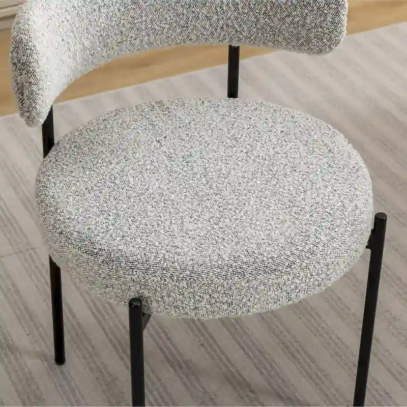 Roundhill Durban 5-Piece Round Dining Set, Trestle Dining Table with 4 Boucle Chairs