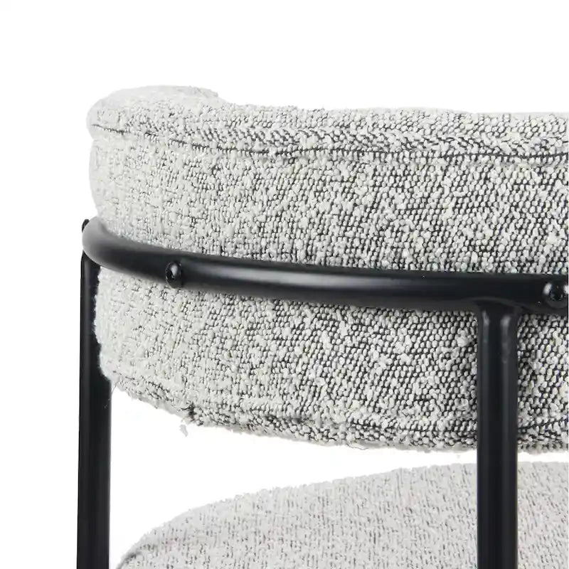 Roundhill Durban 5-Piece Round Dining Set, Trestle Dining Table with 4 Boucle Chairs