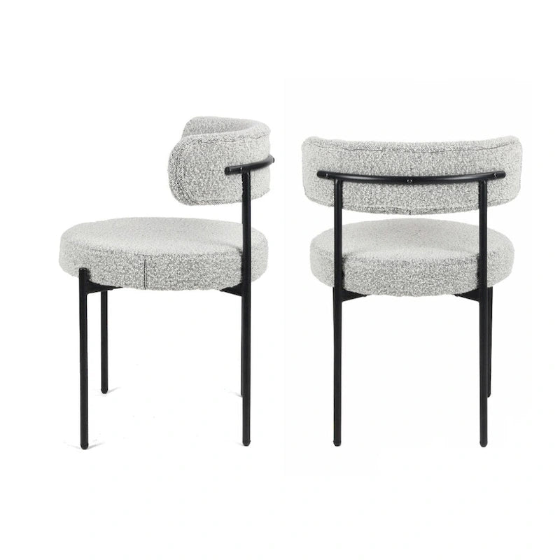 Roundhill Durban 5-Piece Round Dining Set, Trestle Dining Table with 4 Boucle Chairs