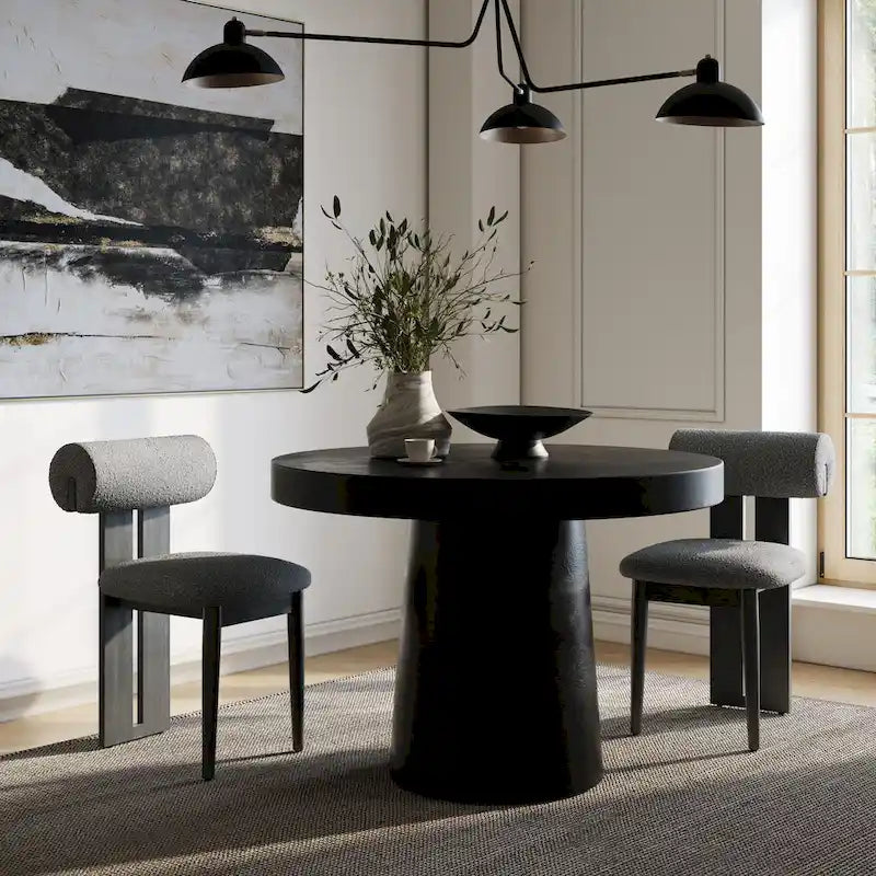 Desoto Modern Black Concrete Round Dining Table