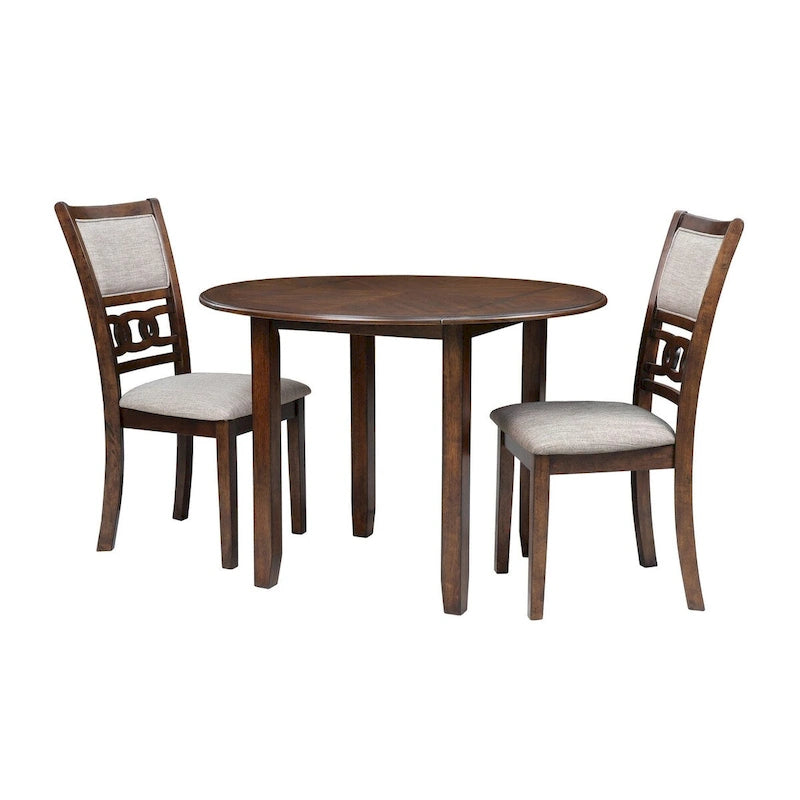 Set da pranzo 3 pezzi 42 pollici, con tavolo allungabile e 2 sedie, marrone
