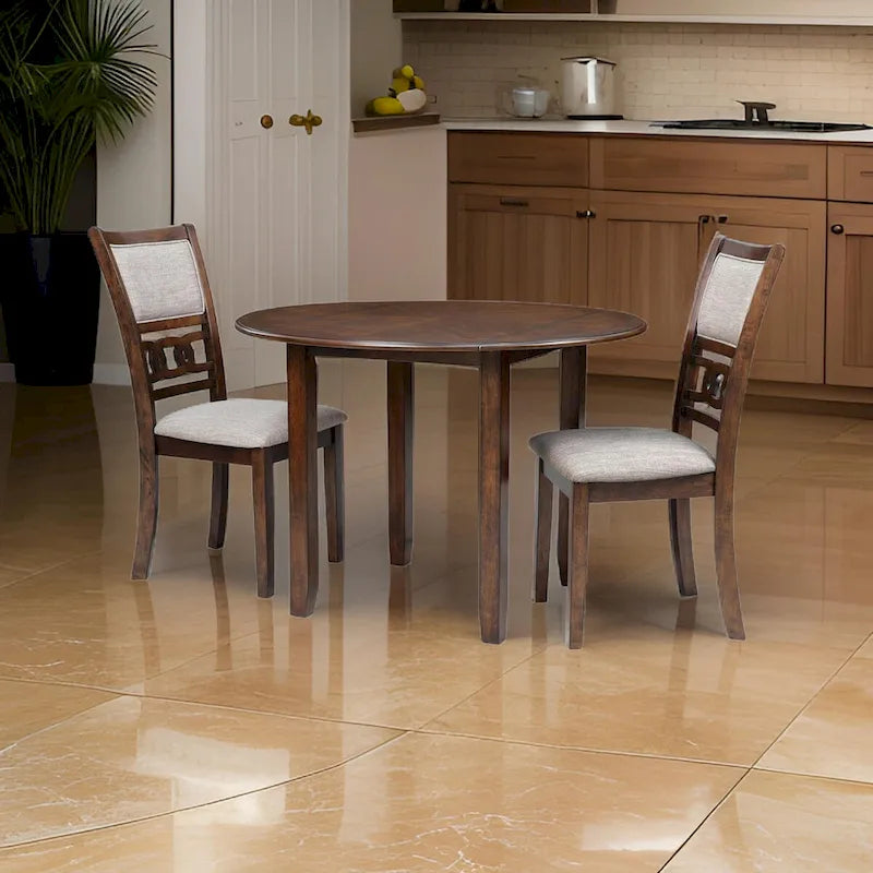 Set da pranzo 3 pezzi 42 pollici, con tavolo allungabile e 2 sedie, marrone