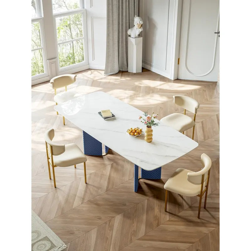 Lesly Rectangle White 70.86 in. Dining Table (8 Seats) - 70.86D35.43W29.52H