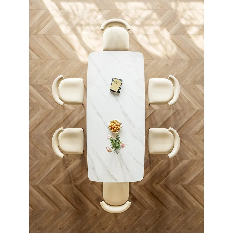 Lesly Rectangle White 70.86 in. Dining Table (8 Seats) - 70.86D35.43W29.52H