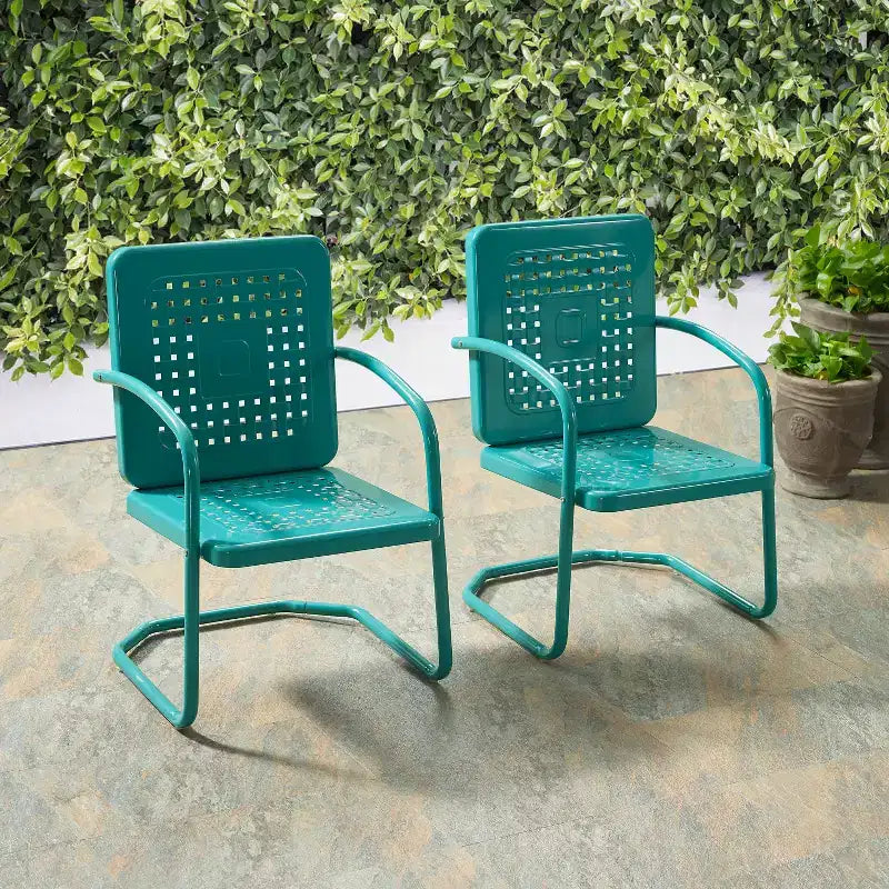 Crosley 2pk Bates Outdoor Metal Armchair Set