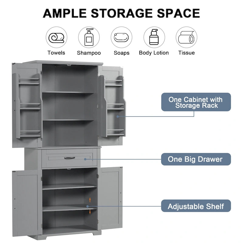 Bathroom Storage Cabinet with Doors and Drawer