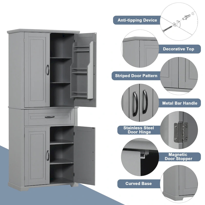 Bathroom Storage Cabinet with Doors and Drawer