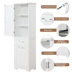 20 in. W x 13 in. D x 68.1 in. H Linen Cabinet with 2-Different Size Drawers and Adjustable Shelf