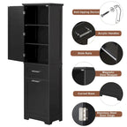 20 in. W x 13 in. D x 68.1 in. H Linen Cabinet with 2-Different Size Drawers and Adjustable Shelf