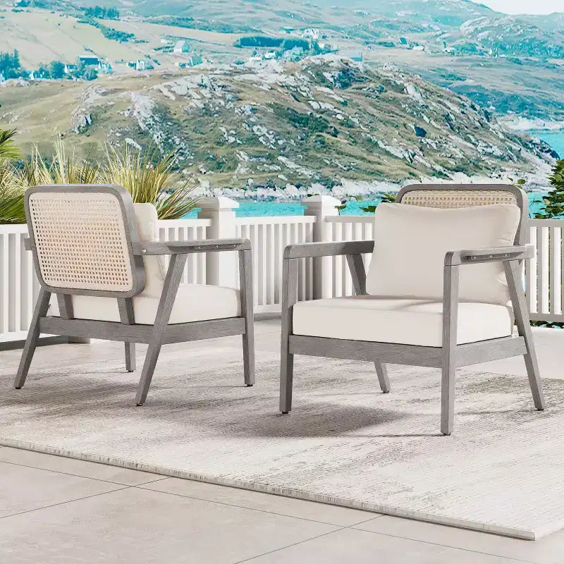 Christopher Knight Home Ursa Outdoor Patio Club Chairs Acacia Wood
