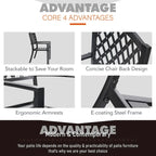 MAISON ARTS Patio Dining Set of 7 with Rectangular Brown Metal Dining Table and Metal Chairs