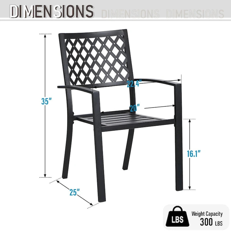 MAISON ARTS Patio Dining Set of 7 with Rectangular Brown Metal Dining Table and Metal Chairs