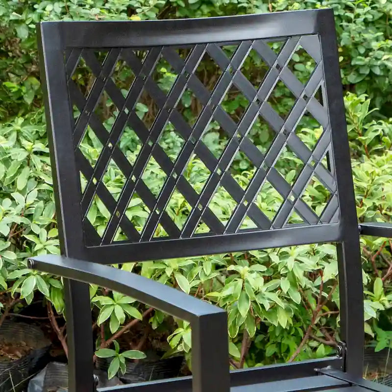 MAISON ARTS Patio Dining Set of 7 with Rectangular Brown Metal Dining Table and Metal Chairs