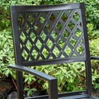 MAISON ARTS Patio Dining Set of 7 with Rectangular Brown Metal Dining Table and Metal Chairs