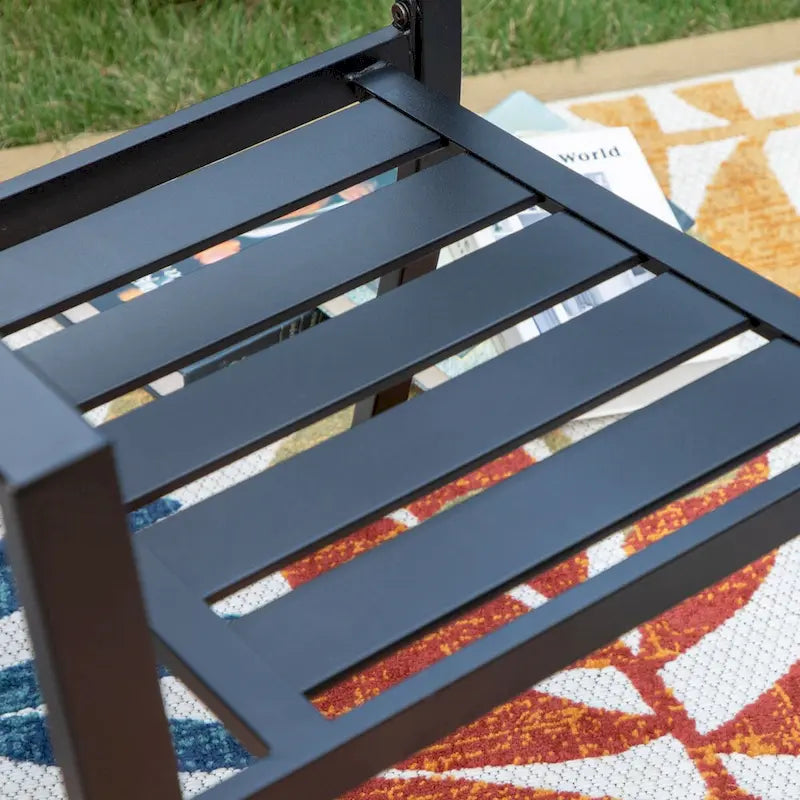 MAISON ARTS Patio Dining Set of 7 with Rectangular Brown Metal Dining Table and Metal Chairs