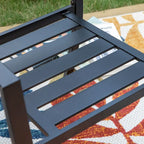 MAISON ARTS Patio Dining Set of 7 with Rectangular Brown Metal Dining Table and Metal Chairs
