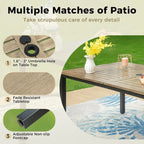 MAISON ARTS Patio Dining Set of 7 with Rectangular Brown Metal Dining Table and Metal Chairs