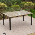 MAISON ARTS Patio Dining Set of 7 with Rectangular Brown Metal Dining Table and Metal Chairs