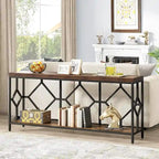 70.9 Inch Sofa Console Table with Open Storage Shelf, Industrial Narrow Extra Long Sofa Tables Entry Table Behind Couch Table