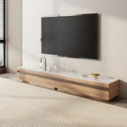 Modern Light Wood TV Stands, Glossy Stone Table-top, 3-6Drawers, Fully Assembled