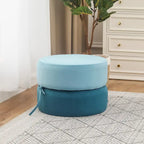 Adeco Round Pouf Upholstered Footrest Ottoman