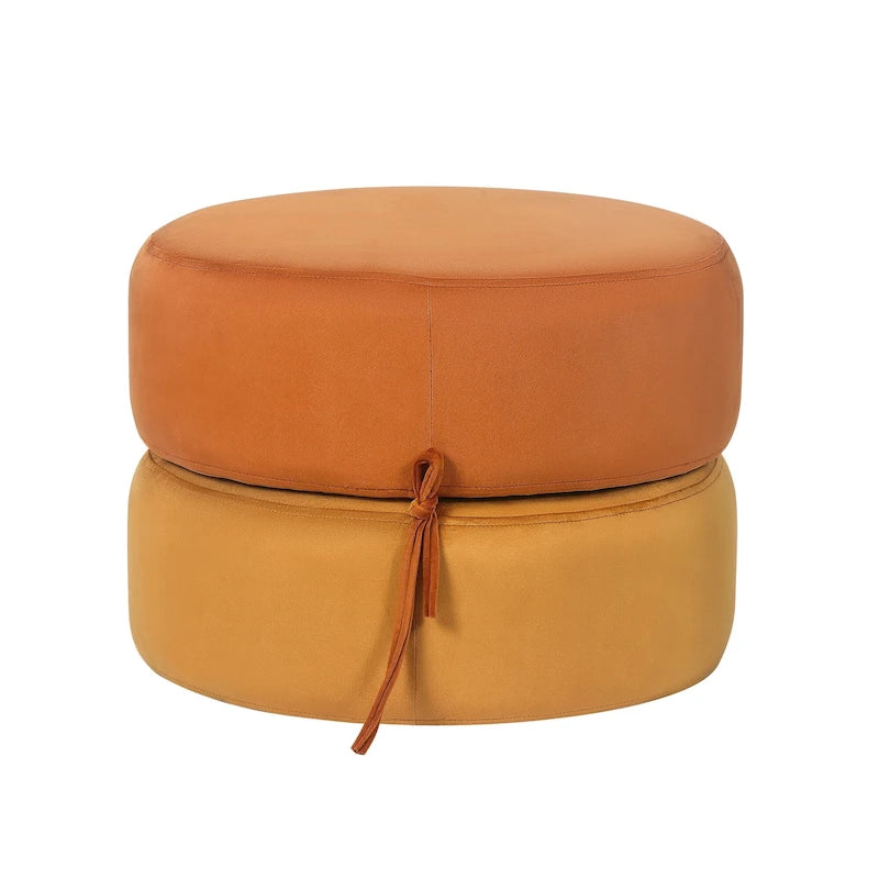 Adeco Round Pouf Upholstered Footrest Ottoman