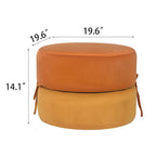 Adeco Round Pouf Upholstered Footrest Ottoman
