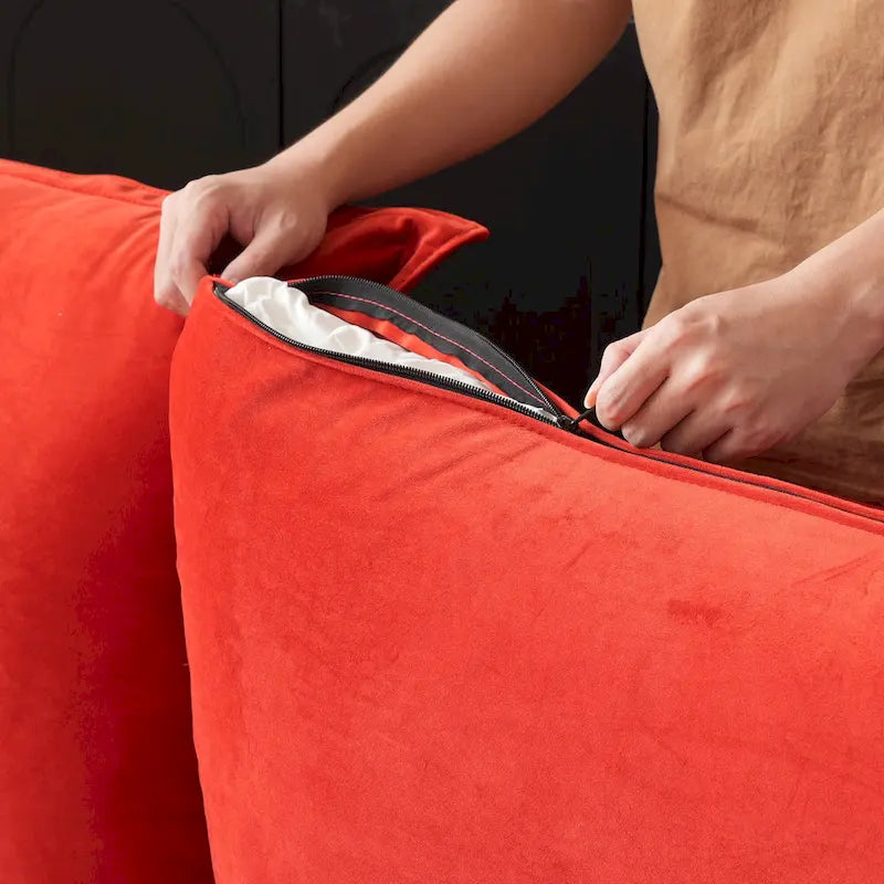 U Shape Couch Sectional for Living Room, Velvet Convertible Sectional Sofa With Ottomans