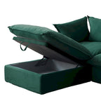 U Shape Couch Sectional for Living Room, Velvet Convertible Sectional Sofa With Ottomans
