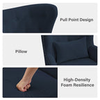 Classic Nailhead Trim Corduroy Wingback Armchair with a Lumbar Pillow and Rubberwood Legs