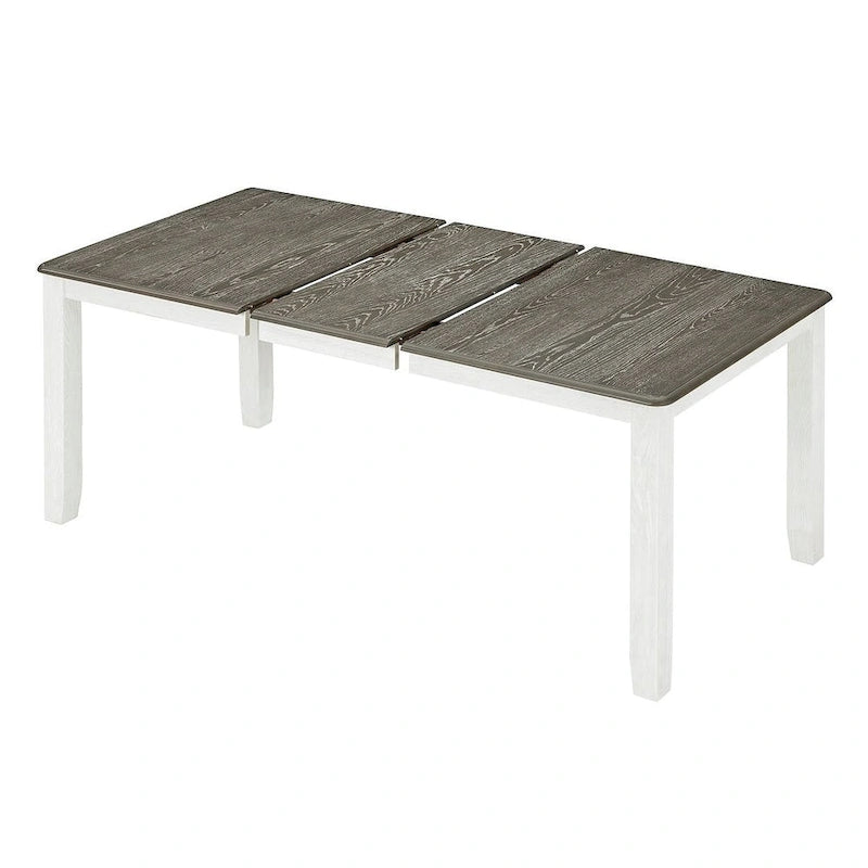Retro Style 7 PCS Dining Table Set for 6-Extendable Table and 6 Upholstered Chairs