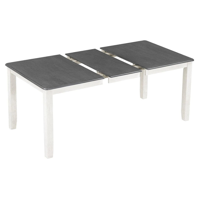 Retro Style 7 PCS Dining Table Set for 6-Extendable Table and 6 Upholstered Chairs
