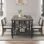 Moasis 70-Inch Large Kitchen Dining Table for 6-8 People, Farmhouse Industrial Kitchen Table with Storage Shelf