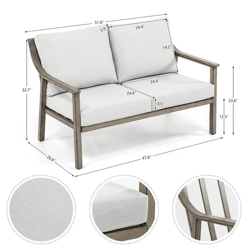 1-Piece Outdoor Aluminum Patio Loveseat