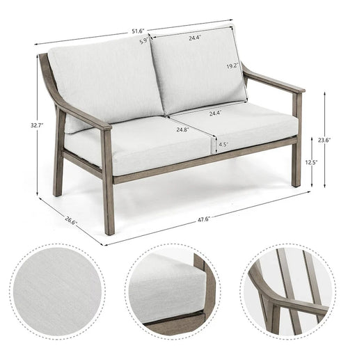 1-Piece Outdoor Aluminum Patio Loveseat